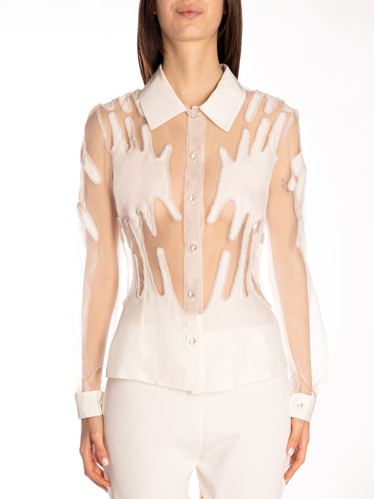 Camicia in seta con ricamo