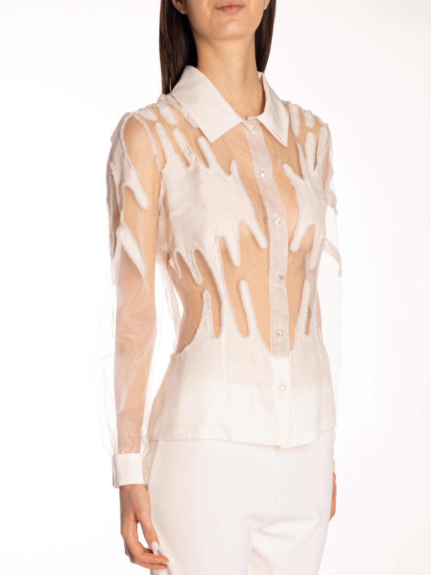 Camicia in seta con ricamo