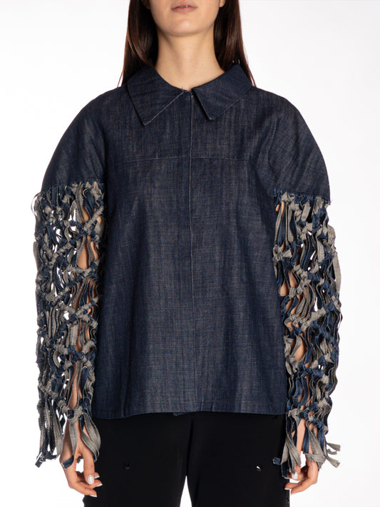 Giacca in denim con maniche in macramè