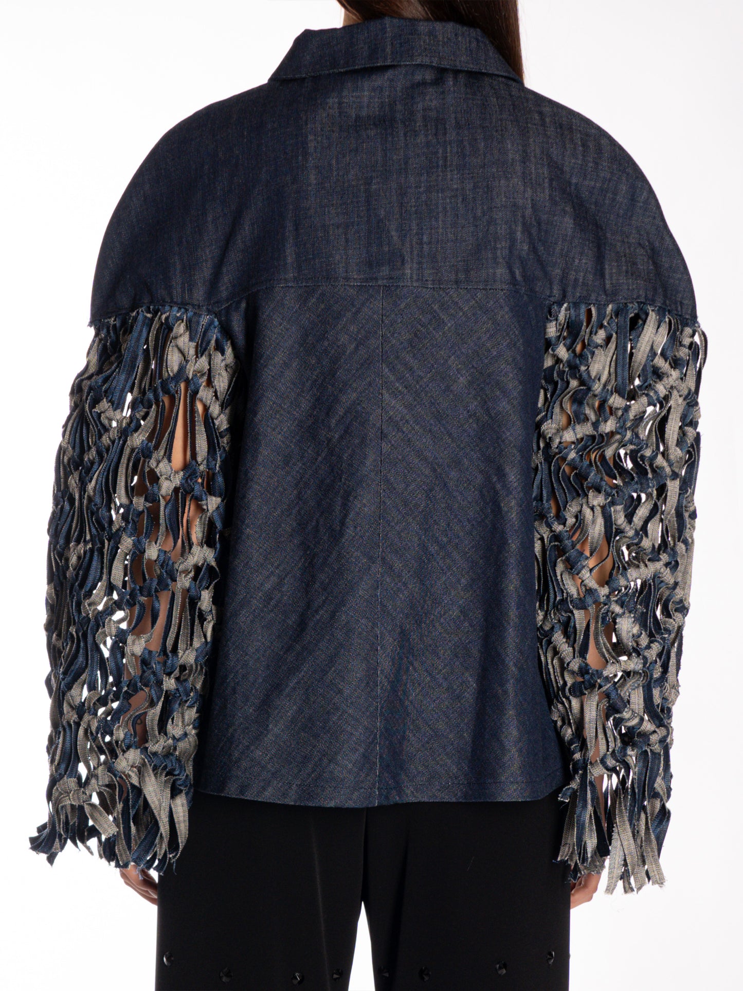 Giacca in denim con maniche in macramè
