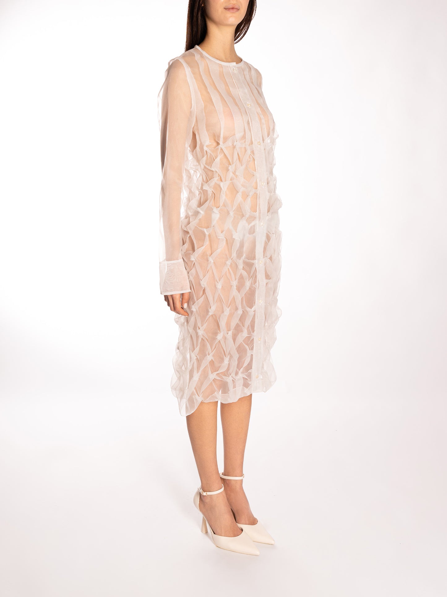 Abito midi chemisier in organza