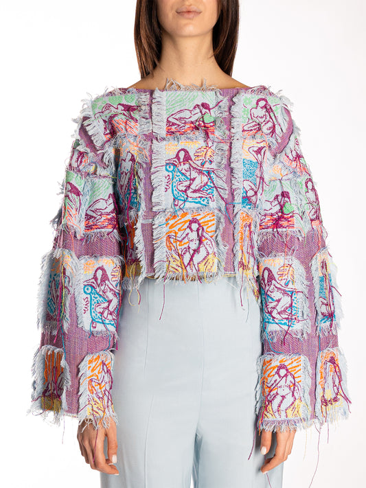 Maglia ricamata con maniche lunghe