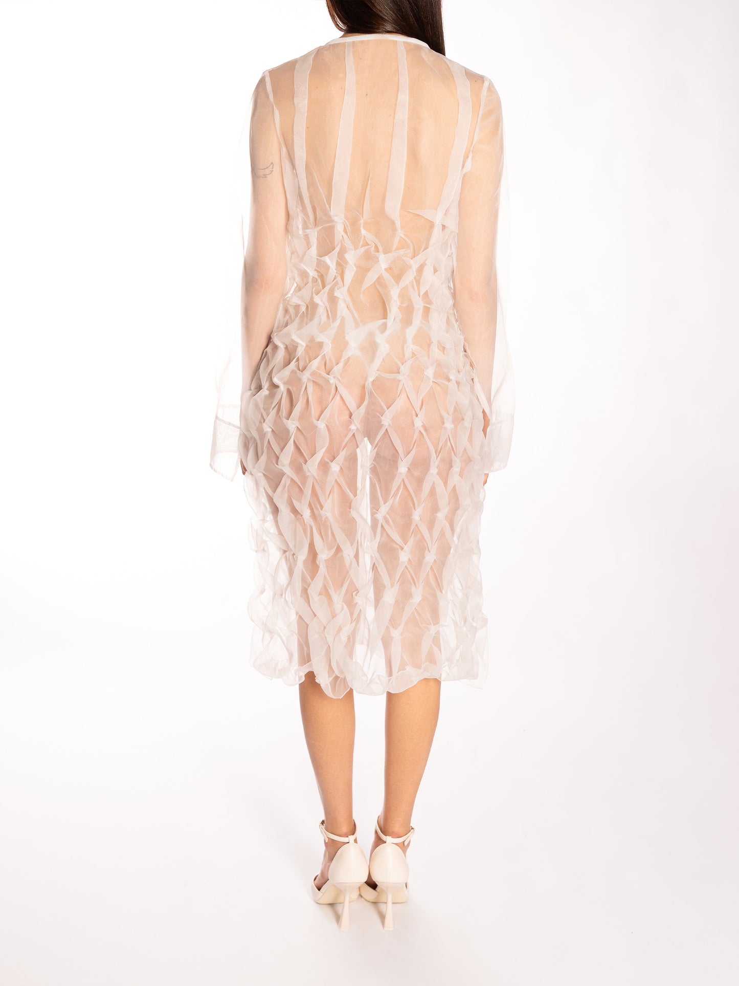 Abito midi chemisier in organza