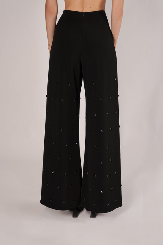 Pantalone palazzo con ricamo